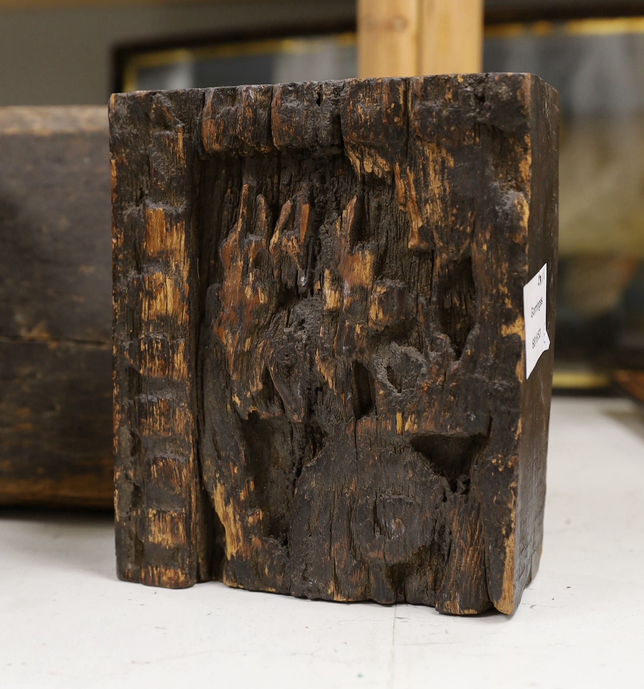 Three Chinese carved wood architectural elements, possibly Ming dynasty